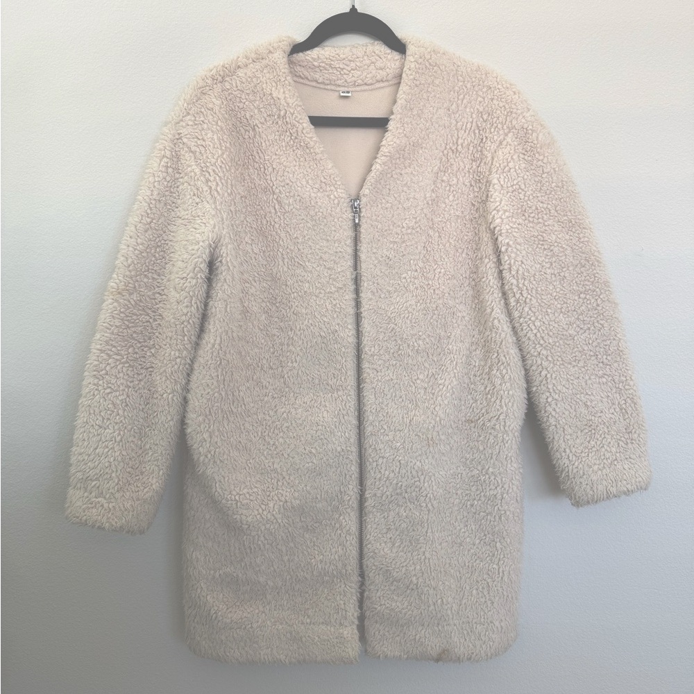 Uniqlo, Cream Fleece Zip Jacket, Size S